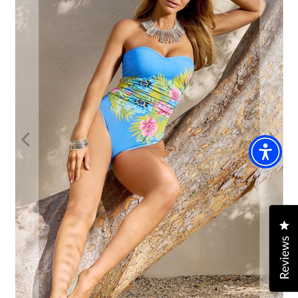 Bleu Rod Beattie Blue Floral One Piece Swimsuit